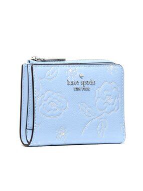 New Kate Spade Floral Small L-zip Wallet Pebble Leather North Star